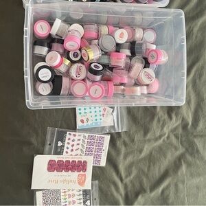 Nail products: assorted dipping powders and decals